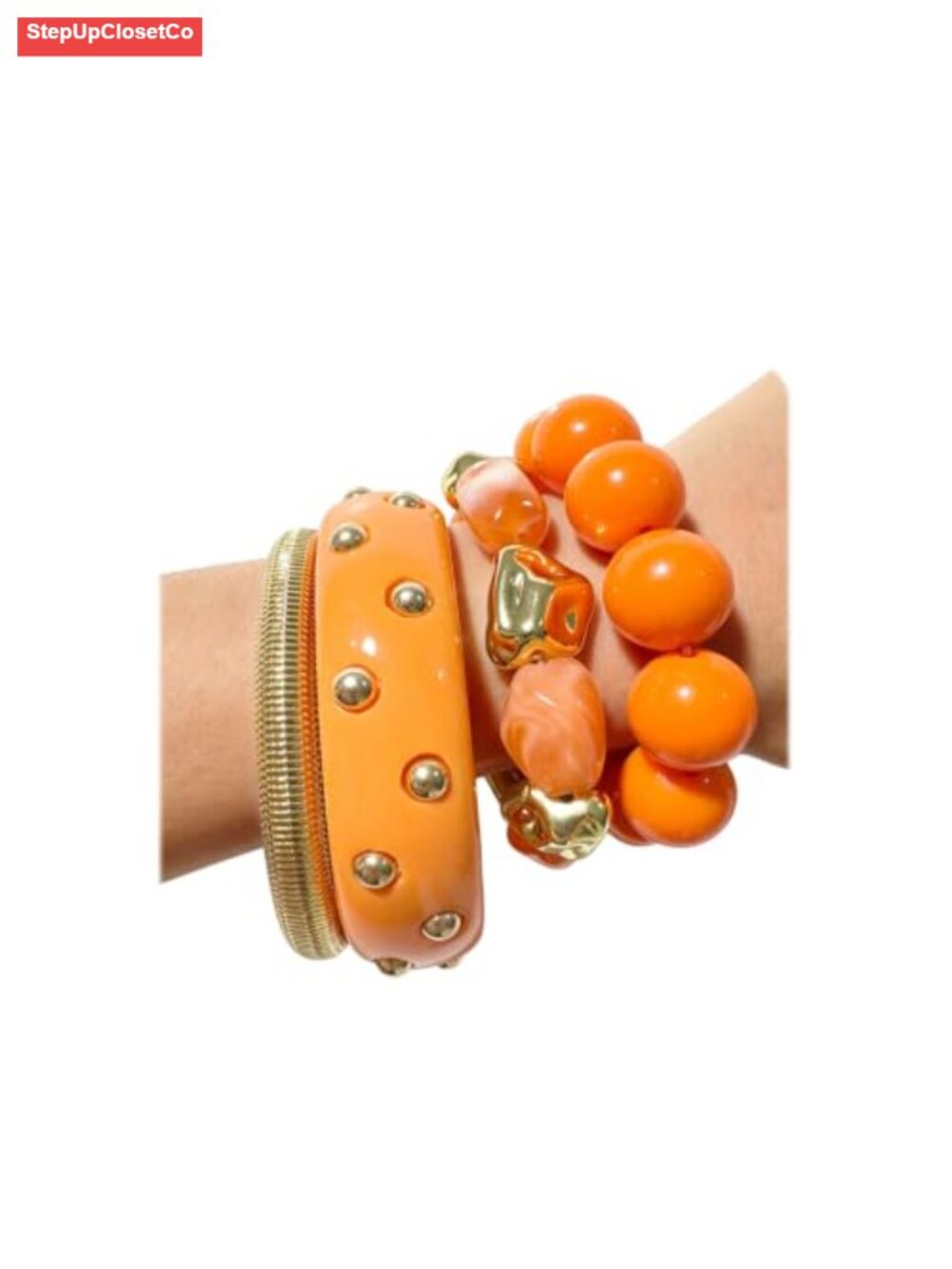 Chunky Resin Beaded Stackable Bangle Bracelet Set for Women